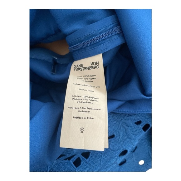 Diane Von Furstenberg Alma French Blue Cut Out Back Lace Dress - Picture 4 of 4